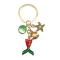 Red Green Mermaid Tail Shell Starfish and Pearl-Look Keychain view 5