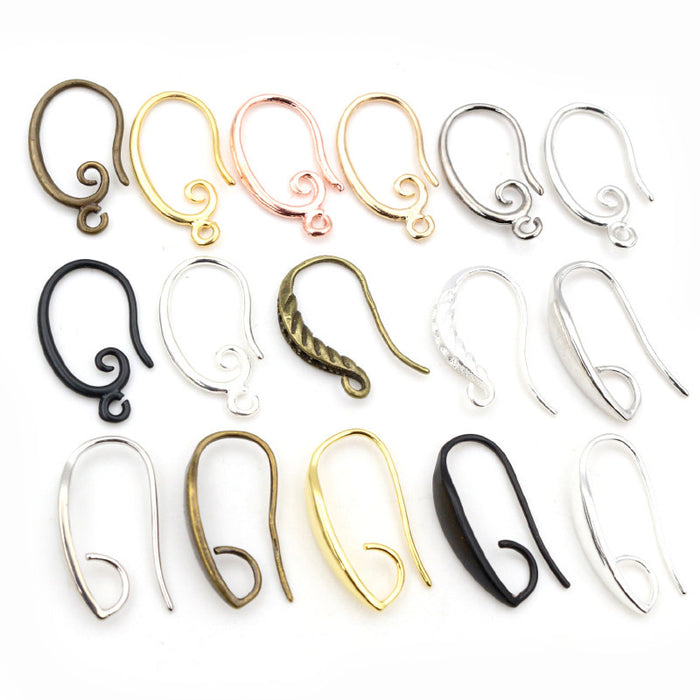 Assorted Curved Metal Earring Hook Findings in Mixed Finishes