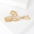 Gold or Silver Tulip Brooch with Clear Crystal Petals view 3