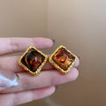 Brown Resin Geometric Statement Earrings in Twenty Styles view 4