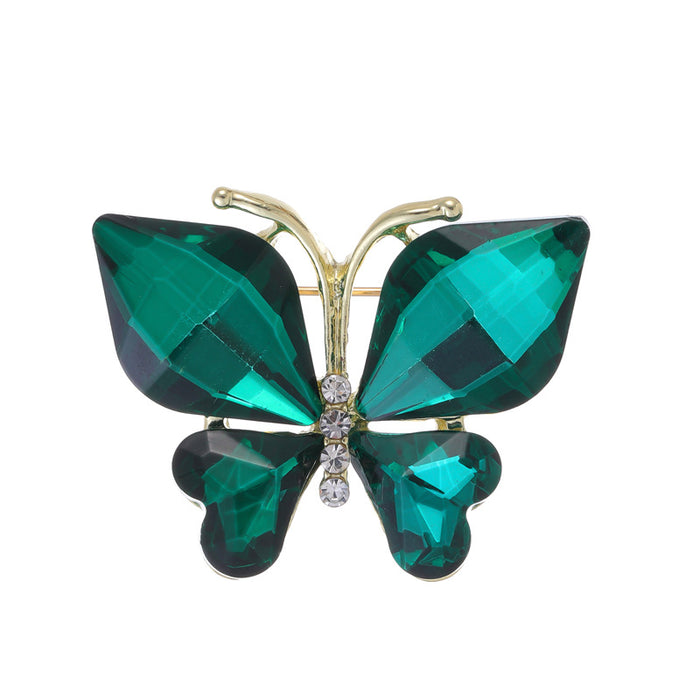 Green Butterfly Crystal Four Designs Metal Brooch Pin