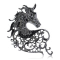 Filigree Horse Brooch With Colored Crystal Accents view 1