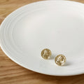 Gold Tone Round Coin Relief Portrait Profile Stud Earrings view 3