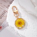 Pressed Daisy Resin Keychains Gold Lobster Clasp 8 Colors view 12