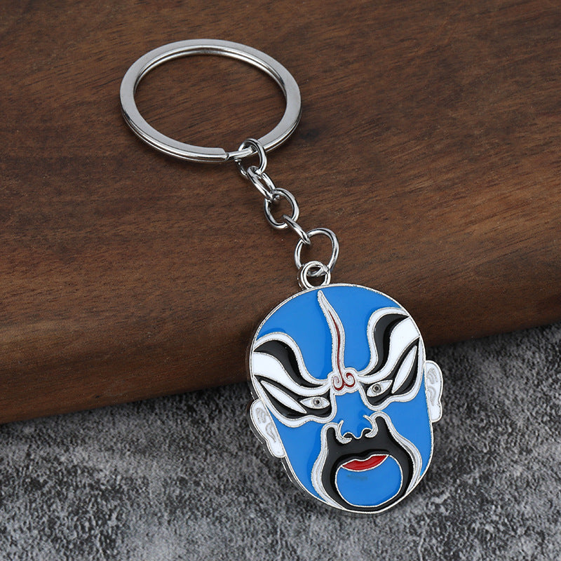Chinese Opera Mask Metal Keychain Zinc Alloy Cultural Bag Charm Gift