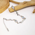 Opalescent Look Oval Irregular Link Silver Tone Bracelet view 4