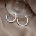 Bamboo Segment C-Shape Enamel Hoop Stud Earrings Six Colors view 9