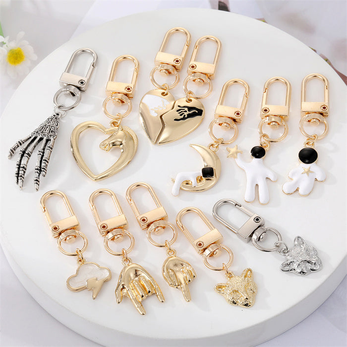 Gold and Silver Tone Assorted Symbol and Character Clip Keychains