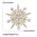 Large Layered Crystal Snowflake Brooch in Gold or Silver Tone view 7