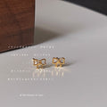Gold Mini Outline Bow Polished Metal Stud Earrings view 4