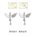 Silver Tone Flying Bird Clear Teardrop Crystal Earrings view 3