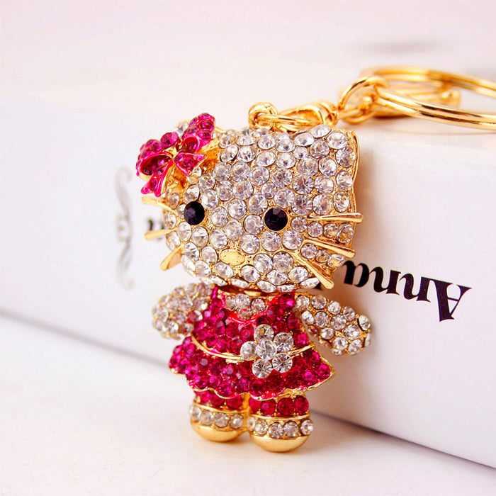 Crystal Bow Cat Keychain Zinc Alloy Cute Bag Charm
