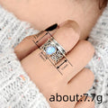 Opalescent Pear-Shaped Filigree Wide Ring In Antiqued Silver Tone view 4