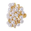 Gold Open Ring White Pearl Cluster Pear Clear Stone Accents view 5