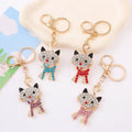 Rhinestone Cat Keychain Gold Metal Charm Four Color Styles view 1