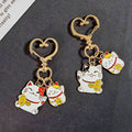 Maneki Neko Lucky Cat Enamel Keychains Heart Clips 2 Styles view 1
