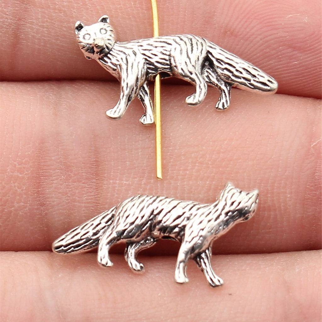 22x12mm 1.5g Antique Silver Zinc Alloy Fox Shape Loose Metal Beads for Bracelet Jewelry Making