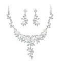 Black Silver Tone Pearl Crystal Branch Crystal Pearl Look Metal Necklace and Earring Set view 5