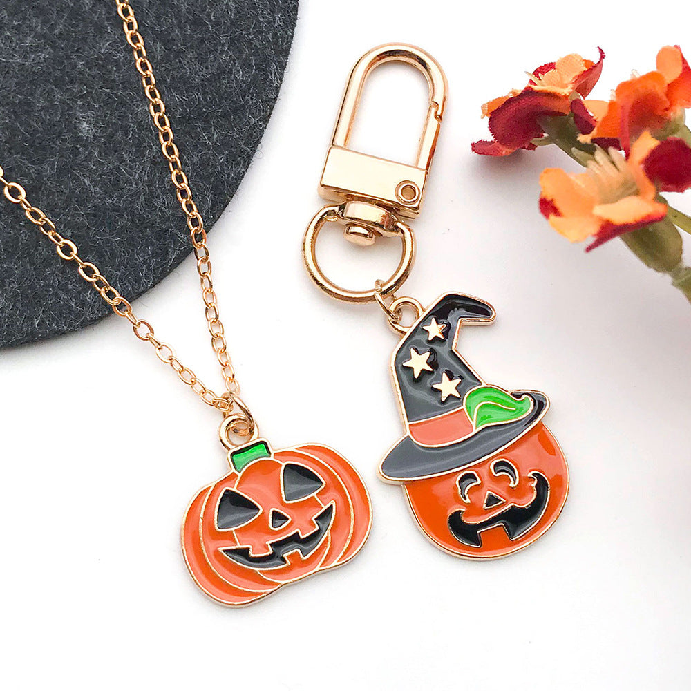 Enamel Zinc Alloy Halloween Pumpkin Cat Hat Charm Pendant for Earrings and DIY Jewelry