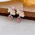 Crystal Flower Drop Earrings in Three Color Options view 6