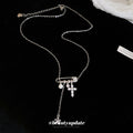 Silver Tone Cross and Star Dangle Pendant Necklaces view 4