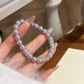 Lavender Gray Pearl Beaded Bracelet Crystal Spacers view 1