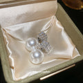 Pearl and Crystal Cube Reversible Stud Earrings with Polished Details view 3