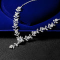 Black Silver Tone Crystal Leaf Vine Metal Necklace and Earring Set view 3