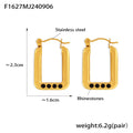 Rectangle Hoop Earrings With Four Rhinestones Gold Silver view 9