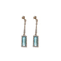 Blue Rectangle Crystal Chain Drop Earrings Fashion Jewelry view 5