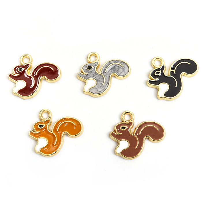 Enamel Squirrel Charms in Five Colors and Two Metal Tones