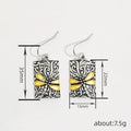 Dragonfly Relief Rectangle Drop Earrings in Two Tone view 4