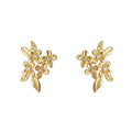 Gold Tone Clear Stone Osmanthus Flower Earrings In Clip And Stud Styles view 5