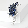 Navy Marquise Crystal Branch Brooch in Rose Gold or Silver Tone view 5