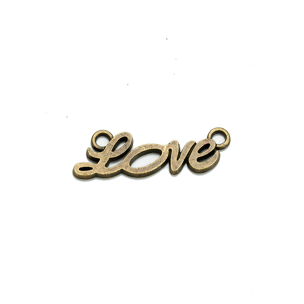 Alloy LOVE Double-Hole Connector Charm 33x10mm