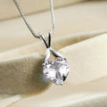 Silver Heart Stone Pendant Necklace Leaf Bail Box Chain view 7