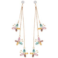 Gold Tone Colorful Crystal Butterfly Drop Earrings view 5