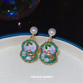 Pearl Stud Swan Enamel Drop Earrings Jewelry Accessory view 4
