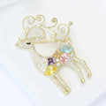Gold Pave Reindeer Brooch with Multicolor Zircon Accents view 2