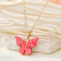 Gold Tone Acrylic Butterfly Pendant Necklaces in Eight Colors view 8