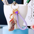 Jeweled Striped Peep Toe Stiletto Keychains in Four Colors view 6