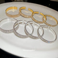 Rhinestone Multi Row Open Cuff Bracelets Gold Silver Eight view 3