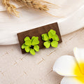 Five Color Layered Flower Black Center Stud Earrings view 4