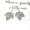 Colorful Printed Owl and Leaf Large Hook Earrings in Two Designs view 7