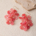 Four Color Translucent Flower Cluster Long Hook Earrings view 9