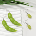 Realistic Green Edamame Pod and Bean Drop Earrings in Two Sizes view 2