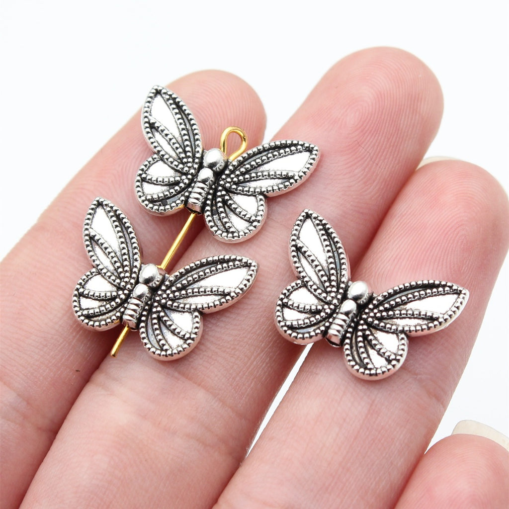 20x14mm 1.85g Antique Silver Zinc Alloy Butterfly Small Hole Double Sided Beads for Bracelet Necklace DIY Making