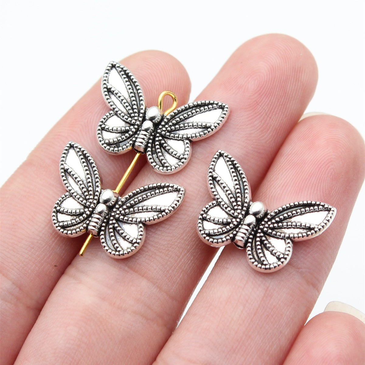 20x14mm 1.85g Antique Silver Zinc Alloy Butterfly Small Hole Double Sided Beads for Bracelet Necklace DIY Making
