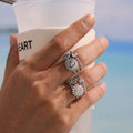 Sun Cactus Open Ring Clear And Green Zircon Stainless view 4