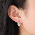 Round Solitaire Halo Leverback Earrings In Gold Tone view 4
